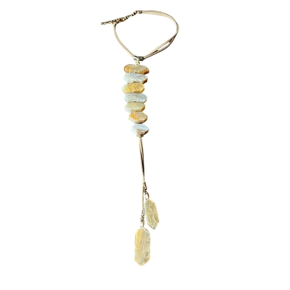 Chicos Long boho Agate strand necklace.